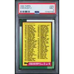 1990 Topps Checklist 2 PSA 9 (Pop 4)