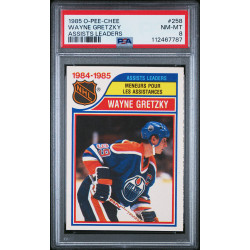 Wayne Gretzky 1985 O-Pee-Chee Assists Leaders PSA 8 Wayne Gretzky 1985 O-Pee-Chee Assists Leaders PSA 8