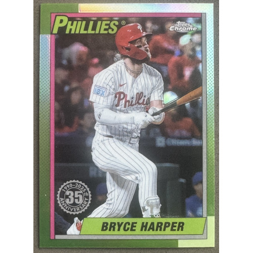 Bryce Harper 2025 Topps Chrome 1990 Green Refractor